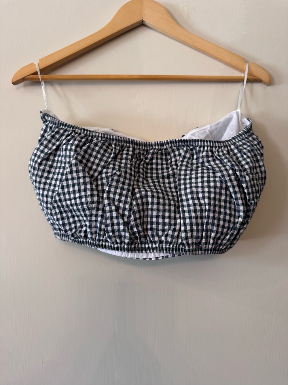 Anthropologie Black and White Gingham Cropped Tube Top